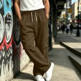 thumbnail image 4 of Iyufng Men's Knee Pleated Detail Wide Leg Casual Sweat Pants Drawstring Elastic Waist with Side Pockets, 4 of 9