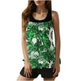 thumbnail image 2 of Sakmal Full Coverage Tankini Btahing Suits for Women Tummy Control Swimwear Green Floral Tropical Bathing Suits for Women M, 2 of 8