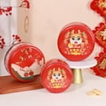 thumbnail image 3 of Jiaroswwei Year of The Dragon Cookie Biscuit Box Chinese Character Snacks Candy Box Round Kids Tinplate Gift Box Happy New Year Home Decoration, 3 of 7