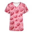 thumbnail image 5 of VKOYWKM Womens Scrub Tops Valentine's Day Shirts Cute Love Heart Print Working Uniform Short Sleeve Casual V Neck Nurse Uniforms Holiday Nurse Scrubs with Pockets, 5 of 5