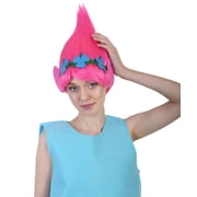 HPO Teens Magical Troll Princess Pink Updo Wig , Pink Cosplay Halloween Wig , Premium Breathable Capless Cap