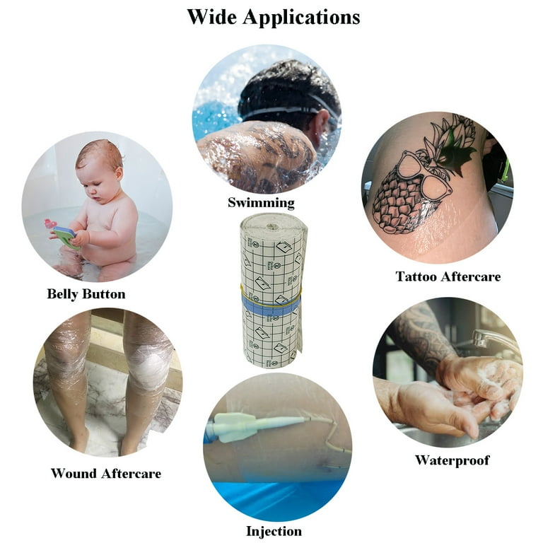Waterproof Tattoo Aftercare Bandage ( 6 in x11 yd Roll) Transparent Wound Healing Dressing Protective Film Adhesive Second Skin Tattoo Supplies 
