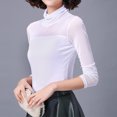 thumbnail image 4 of Camisetas sexys de manga larga para mujer, primavera otoño 2023, camisetas de malla fina, camisetas elegantes con parte inferior, camisetas ajustadas de color sólido para mujer, 4 of 5