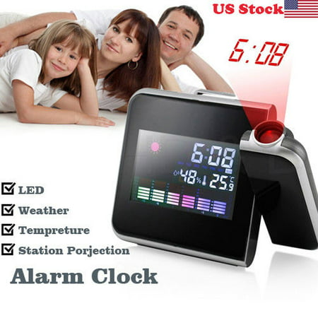 Projection Digital Weather LCD Snooze Alarm Clock Color Display w/ LED (Best Weather Clock App)