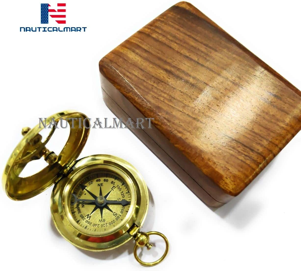 Valentine Collectible Marina Sundial Chain Compass and Wooden Box Clocks Vint 