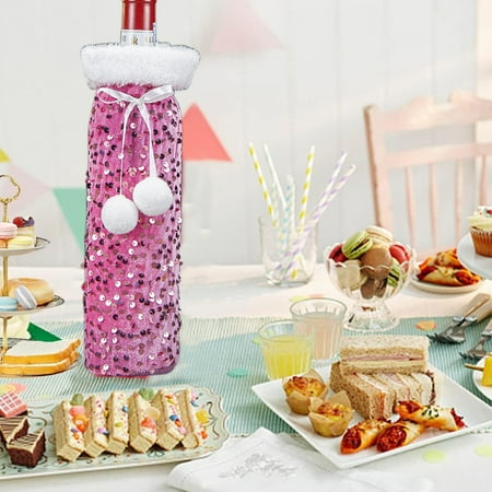 

Christmas Decoration TOPRenddon Christmas Wine Sleeves Champagne Bottle Sleeves Wine Bottle Bags Velvet Sequin Wine Bottle Bags Dress Up Holiday Arrangement Decoration