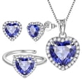 thumbnail image 6 of Juwaliy Heart Jewelry Sets for Women Necklace Earrings Ring Tanzanite December Birthstone Jewelry 925 Sterling Silver Christmas Valentines Birthday Mother Gifts, 6 of 8