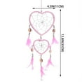 thumbnail image 3 of 17" Traditional Pink Dream Catcher with Feathers Wall or Car Hanging Ornament Heart Shaped, 3 of 3