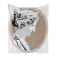 thumbnail image 1 of Retro Soft Flannel Fleece Throw Blanket, European Folk Beauty Muse Divine Woman Picture Print, Cozy Plush for Indoor and Outdoor Use, 60" x 80", Pale Grey Tan, by Ambesonne, 1 of 6