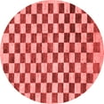 thumbnail image 1 of Ahgly Company Machine Washable Indoor Round Checkered Red Modern Area Rugs, 4' Round, 1 of 4