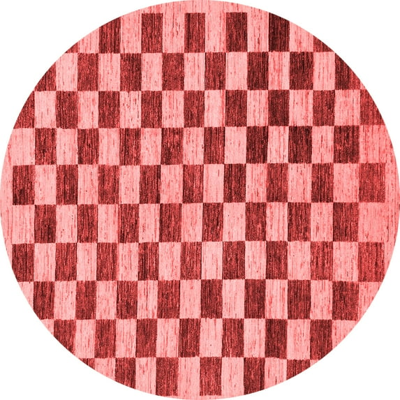 Ahgly Company Machine Washable Indoor Round Checkered Red Modern Area Rugs, 4' Round