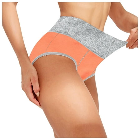 

RPVATI White Brief Underwear Women Sexy Multipack Tummy Control Panties Patchwork High Waisted Briefs 5 Pack Orange L