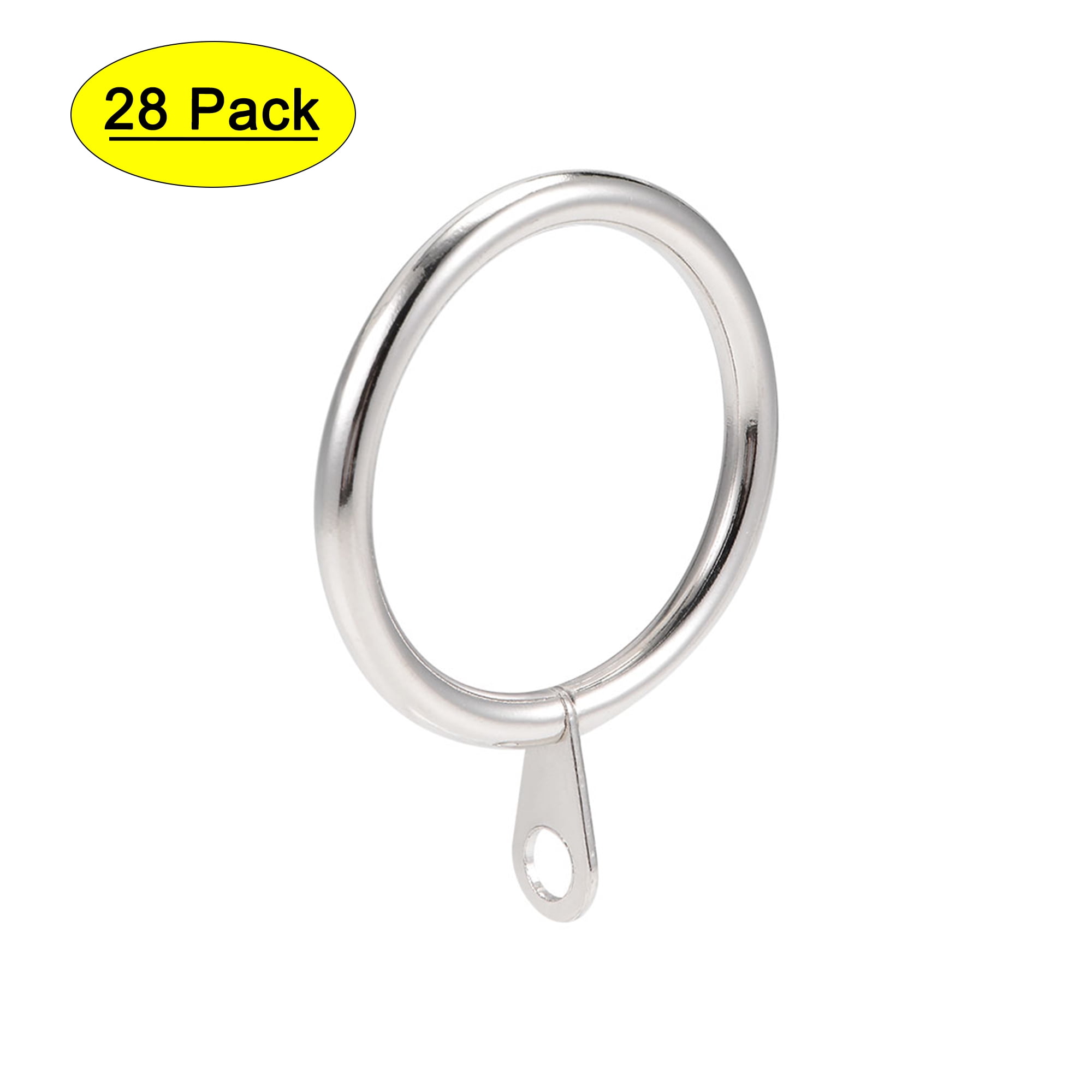 Large Chrome effect 25-28mm curtain pole rings pk 6 