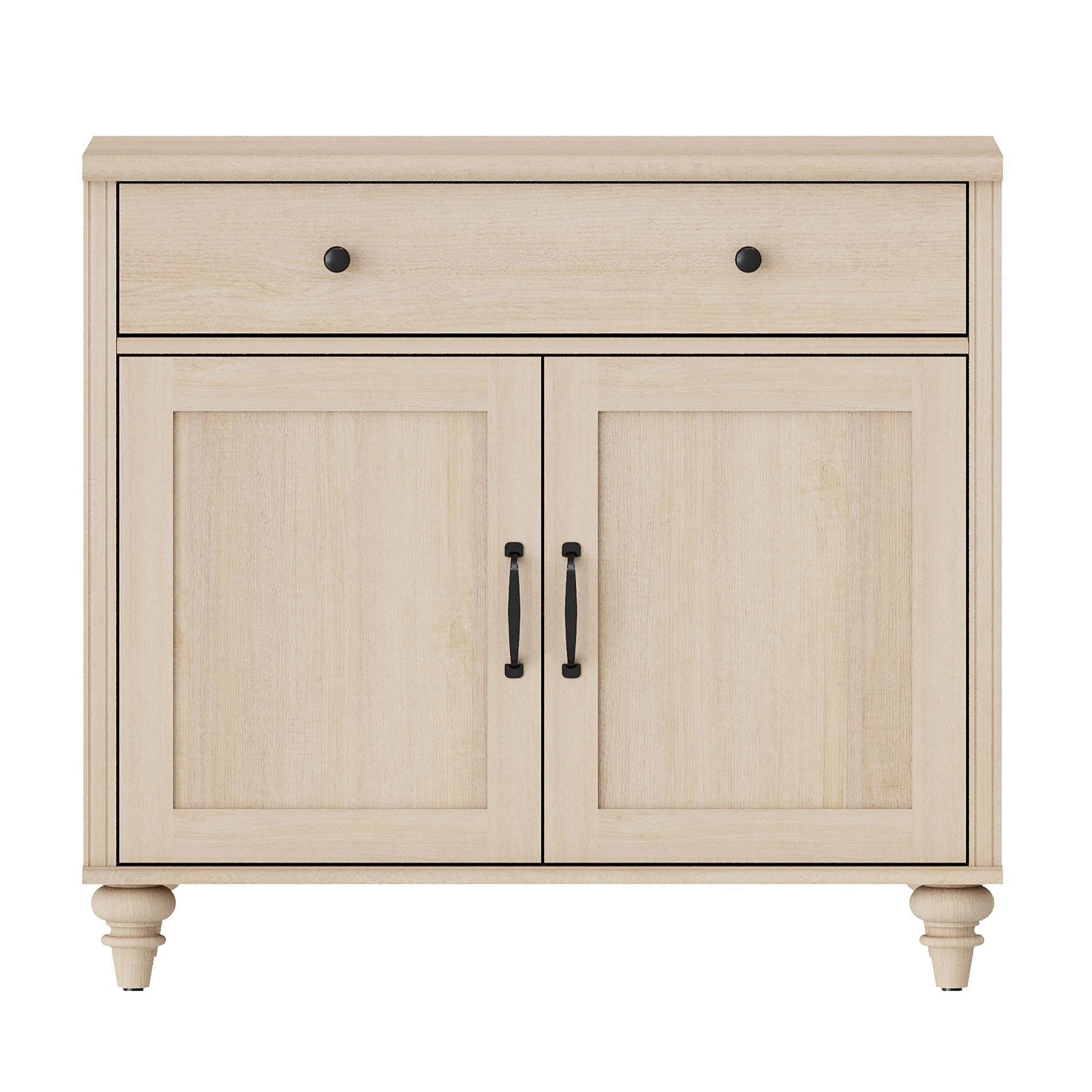 Beige Farmhouse TV Stand for 43 inch TV with Drawer & Doors
