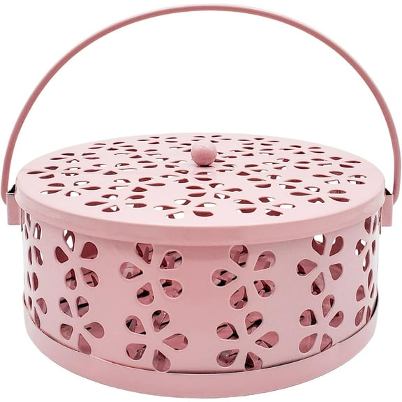 Mosquito Coil Holder Indoor Outdoor Portable Incense Coil Burner for Patio Camping(PINK)