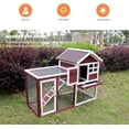 thumbnail image 5 of 48" Rabbit Hutch Outdoor Indoor, Bunny Cage Extra Large Wooden Rabbit Cages with Removable Tray, 1 Ramps and 2 Ventilation Doors Weather-Proof Solid Wood Chicken Coops (Wine red), 5 of 6
