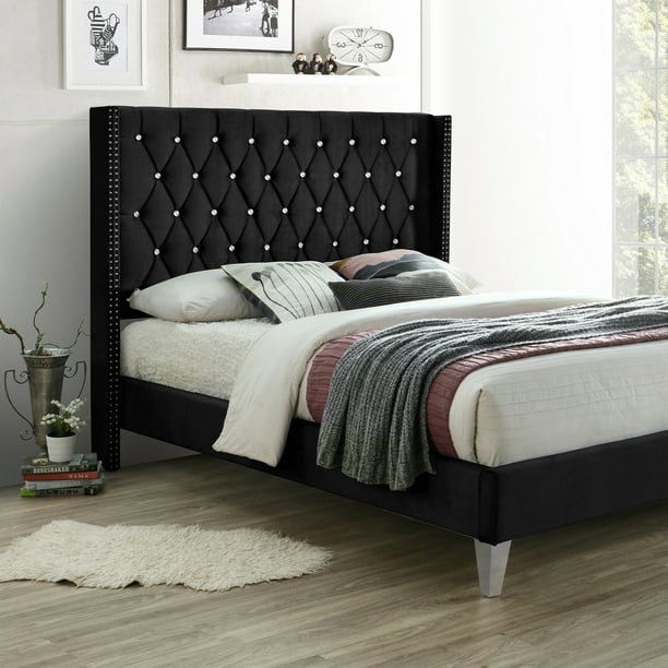 Alexa Velvet Upholstered, Black Upholstered Bed Frame Full Size