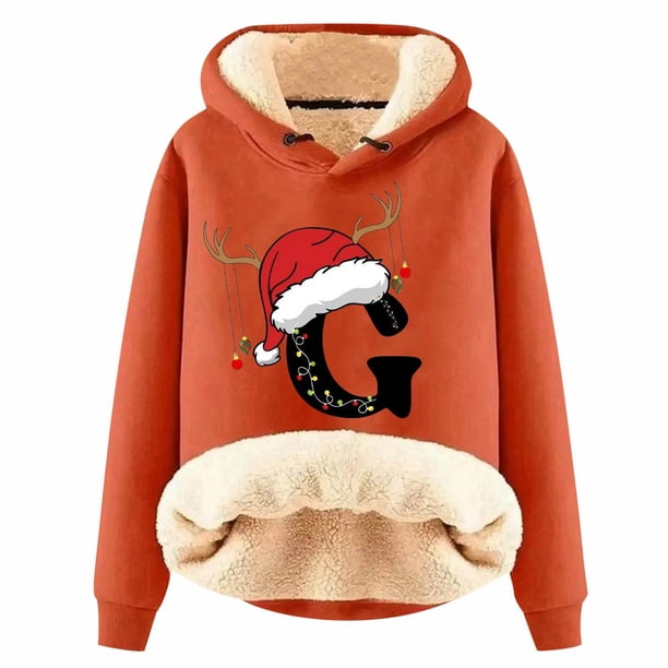 WILLBEST Sudadera con Capucha y Estampado Navideño de Mujer, con Espalda de Lana, Cálida, de Lana, Ideal para El Invierno Modelo 1117 Mediana