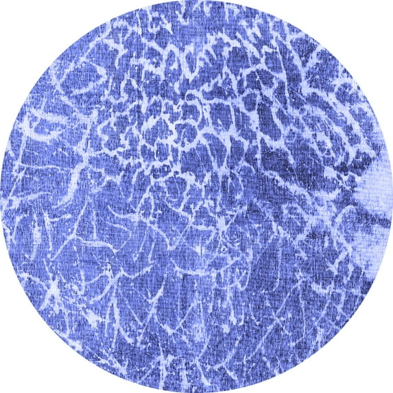 Ahgly Company Indoor Round Abstract Blue Contemporary Area Rugs, 8' Round