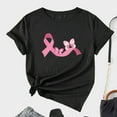 thumbnail image 2 of Luxalzxs Pink Ribbon Shirts for Women Breast Cancer Awareness T Shirts Ribbon Butterfly Graphic Print Tee Inspirational Breast Cancer Tops, 2 of 5