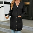 thumbnail image 4 of Cardigan Women Solid Pattern Pocket Button Loose Long Sleeve Casual Lightweight Outwear Coats, 4 of 7