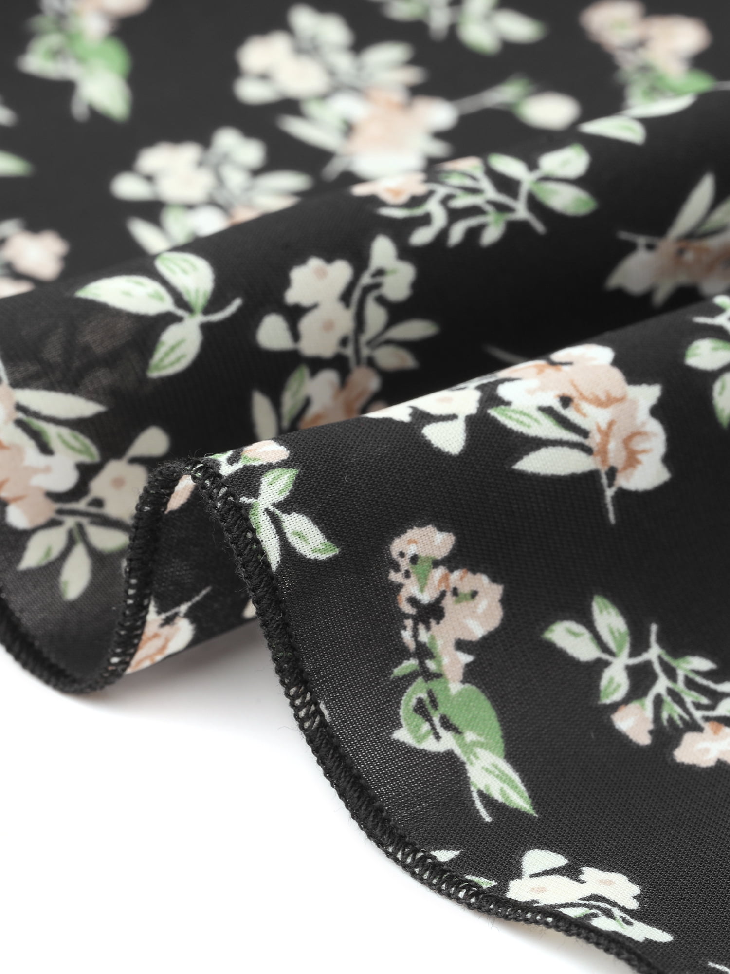 DARING DIVA Women's Puff Sleeve Floral Sweetheart Neck Ruffle Peplum Top S Black Floral