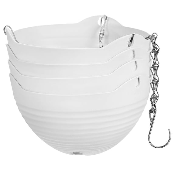GAXIRE Set of 4 White PVC Hanging for Indoor Plants, Elegant Flower Pots for Home and Daily Use