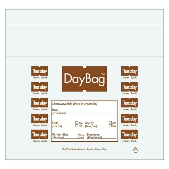 DayMark Day of The Week Trilingual Portion Bag, Thursday, 10" x 8.5", Brown (Pack of 2000)