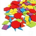 thumbnail image 2 of Set of 155 Wooden Pattern Blocks Geometric Manipulative Shape Puzzle Kindergarten Graphical Classic Educational Montessori Tangram Toys for Kids Gift with 24 Pcs Design Cards, 2 of 7