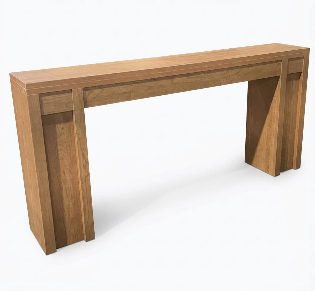 Extra-Long 70'' Cherry Wooden Console Table – Farmhouse Entryway or Sofa Table with Thick Design, 2 Drawers, 2-Tier Open Storage, Sturdy for Living Room or Dining – Cherry Color