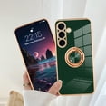 thumbnail image 5 of for Samsung Galaxy S24 Plus Case with 360° Rotation Magnetic Ring Kickstand Holder,Shiny Plating Gold Edge Soft Slim Shockproof +Screen Protector Protective Cover for Women Girls(Green), 5 of 14