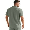 thumbnail image 5 of WTOBBY Men's Linen Short Sleeve Shirt Lightweight and Breathable, Casual Summer Beach Shirt, Solid Color Top for Golf, Vacation, and Relaxed Outdoor Wear,Light Gray 2XL, 5 of 8