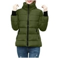 thumbnail image 7 of Zedker Womens Puffer Jackets with Multi Pockets Casual Stand Collar Long Sleeve Fall Winter Thermal Outerwear Tops with Zipper,Army Green,L, 7 of 7