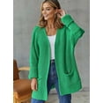 thumbnail image 3 of Women'S Long Sleeve Sweaters Coat Loose Knit Cable Open Front Cardigan Sweater Outerwear Coat with Pockets Green M, 3 of 5