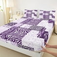thumbnail image 4 of Feelyou Leopard Zebra Print Twin Sheet Sets for Adult, Dreamy Purple Twin Fitted Sheet, Modern Abstract Stripes Flat Sheet, Super Cozy Room Decor, 3 Pieces, 4 of 8