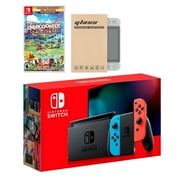Nintendo Switch Neon Red Blue Joy-Con Console Overcooked All You Can Eat, with Mytrix Tempered Glass Screen Protector - Improved Battery Life Console