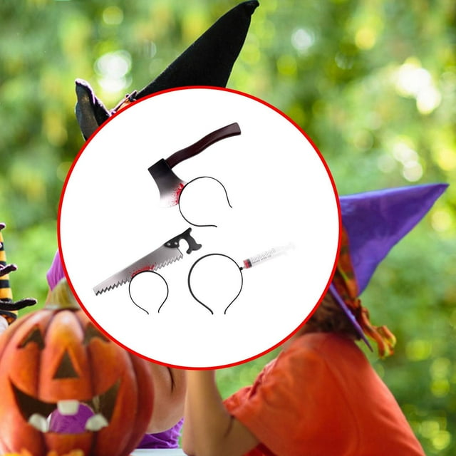 Accesorios para vestido con diadema de Halloween, decoración novedosa de Halloween, cosplay, accesorio de disfraz, tocados aterradores, para Halloween Hacha con pasador de