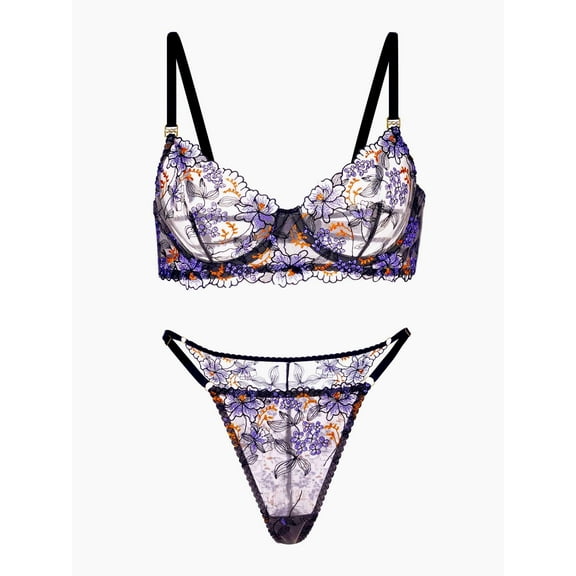 Elegant Noir Black Lace Lingerie Set (BLACK, S)