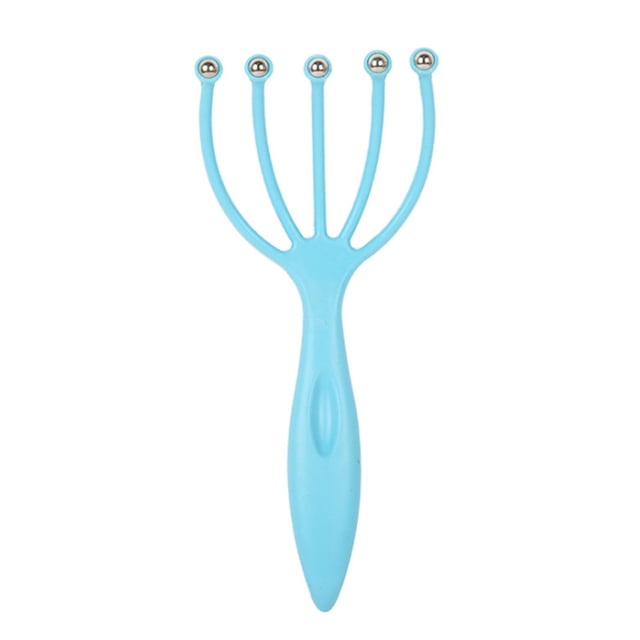 Garra de Masaje con Esferas de 5 Dedos, Diseño Ergonómico para Aliviar el Estrés y Estimular el Cuero Cabelludo, Color Azul.