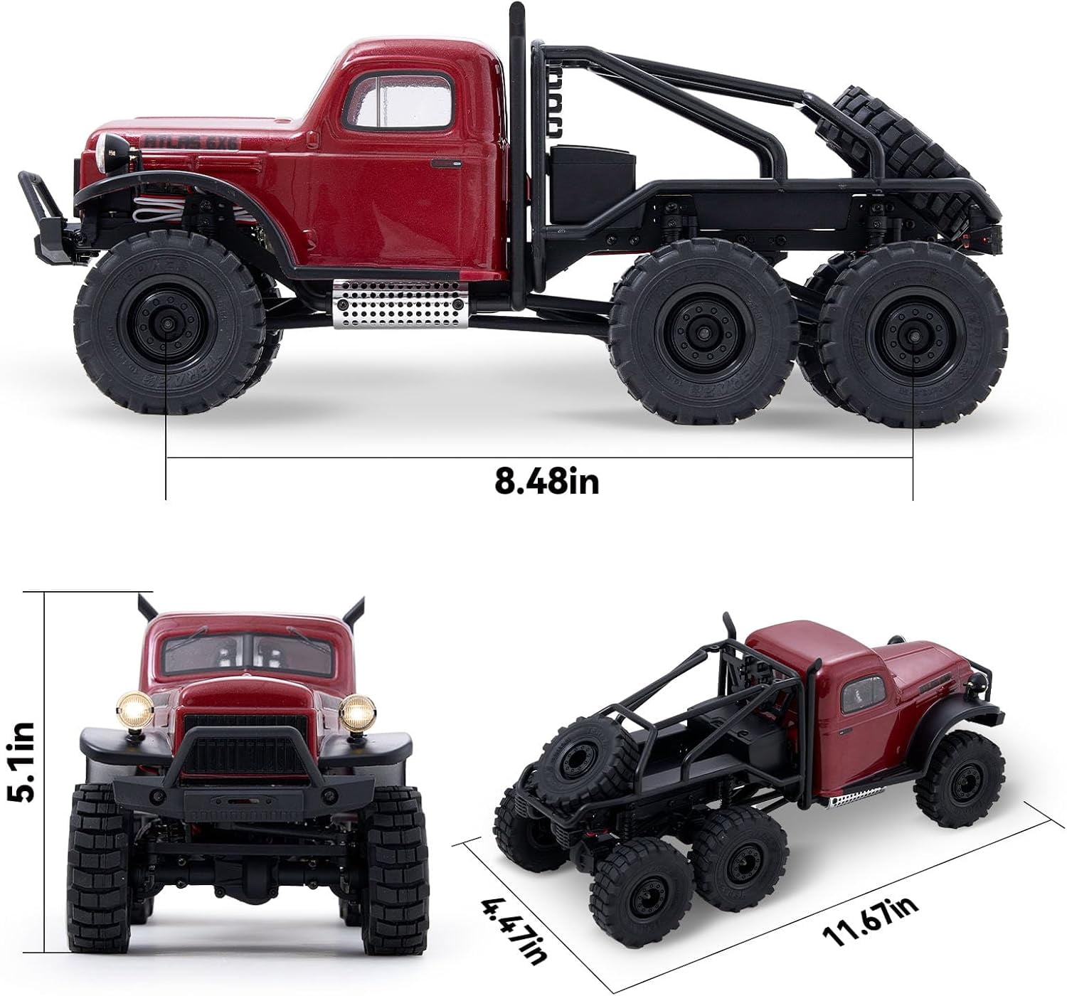 FMS Atlas 6x6 1/18 RC Crawler RTR Red - Walmart.com