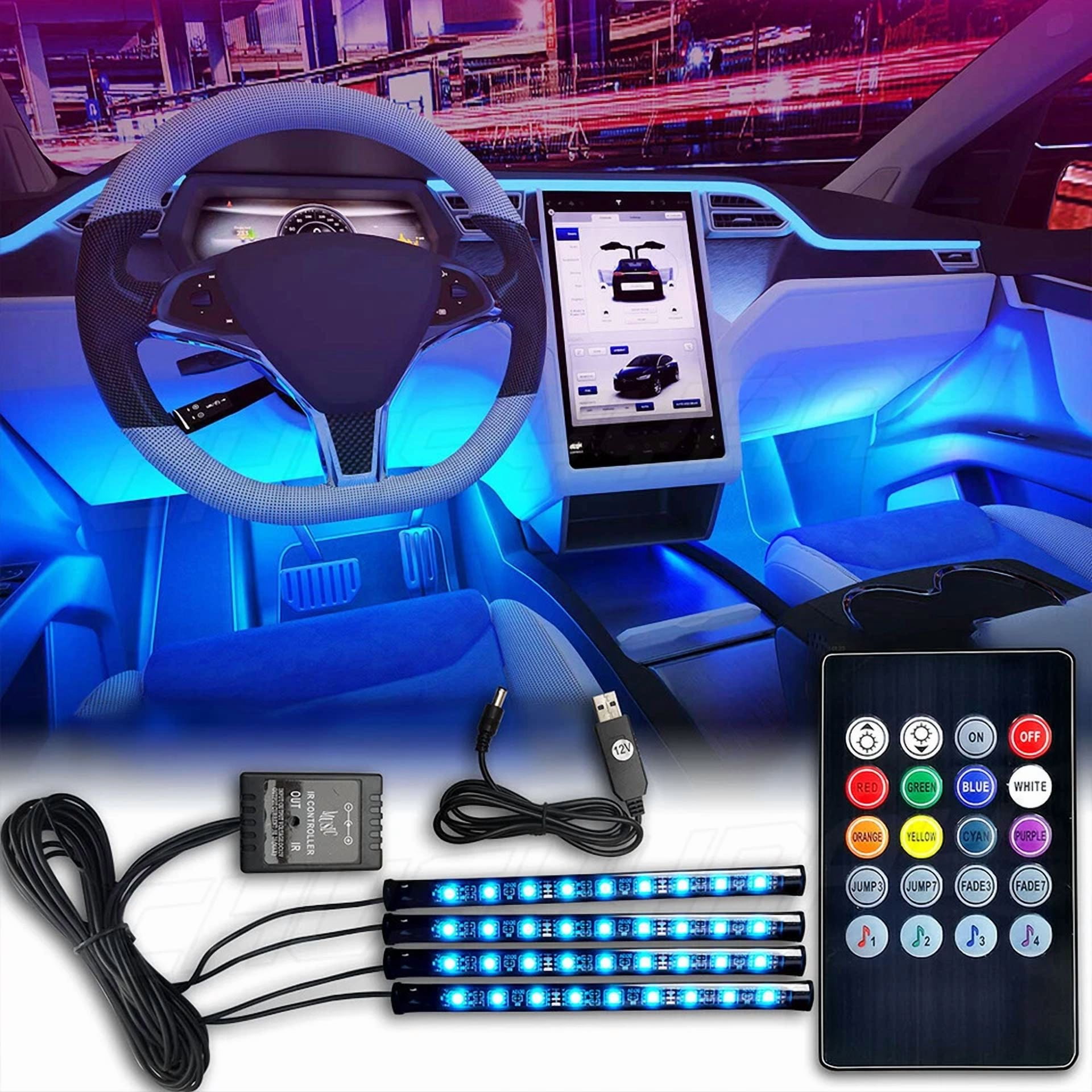 4Pc Flexible 5050 Rgb Led Strip Light Remote Fairy Light Room Party