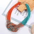 thumbnail image 2 of Bocar Multi Layer Seed Beads Chunky Bib Statement Cluster Collar Necklace for Women Gift, 19inch (NK_10316_Teal_Orange), 2 of 4