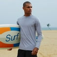 thumbnail image 3 of Weilanxin Long Sleeve Swim Shirts for Men Sun Protection Shirt Running Rashguard UPF 50+ UV Swimwear Athletic Workout LightGray Size XL, 3 of 7