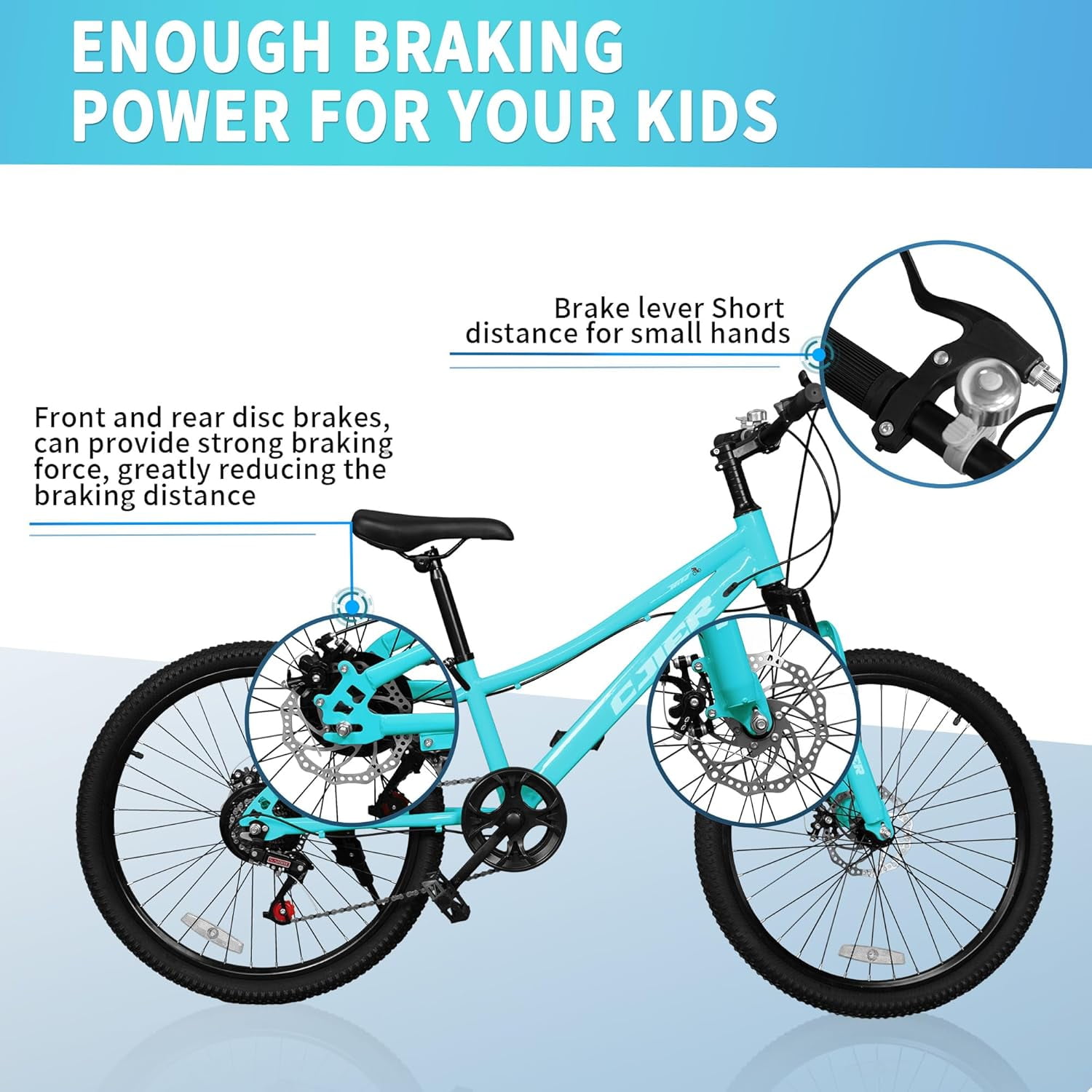 24 Inch Mountain Bike for Kids, Akaber Bicycles for Boys Girls 6-14 Years, 7 Speed Gears, Suspension Fork, Dual Disc Brakes, Anti-Slip Tires