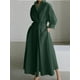thumbnail image 1 of S-5XL Korean Fashion Long Sleeve Shirt Dress Chic Turndown Neck Ruched Maxi Dress Women 2022 Autumn Winter Clothes StreetwearS Gao Jinjia LED, 1 of 2