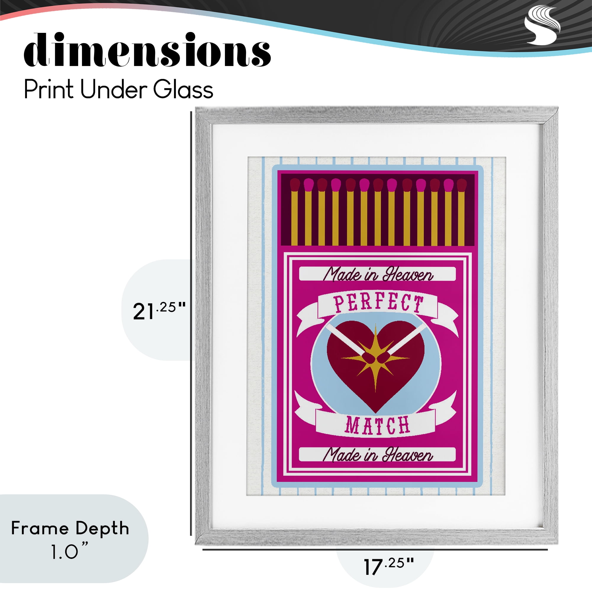 Stupell Industries Perfect Match Made In Heaven Gray Framed Print Under Glass, design by Lil' Rue