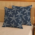 thumbnail image 5 of Navy Blue Coastal Pillow Covers 20x20 Inch 2 Pcs Sea Starfish Decor Throw Pillows Nautical Beach Ocean Themed Summer Outdoor Holiday Decoration Pillowcase Linen Cushion Cover for Couch Sofa, 5 of 6