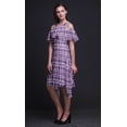 thumbnail image 2 of Bimba Purple Tie-Dye Printed Womens Cold Shoulder Tunic Party Round Neck Shift Dress - X-Small, 2 of 6