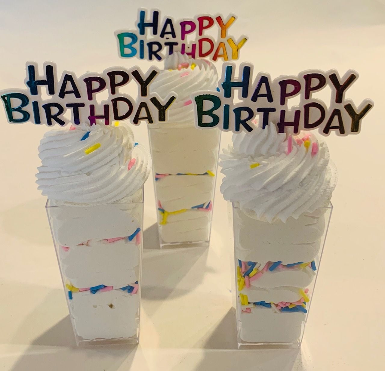 Fake Pudding Shots Set Of 3 Birthday Cake Prop Decoraton Mini Parfait Dezicakes Walmart Com Walmart Com