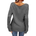 thumbnail image 4 of Women Autumn Winter Colorblock Pullover Sweaters Round Neck Striped Slim Fitting Knitwear Tops, 4 of 9